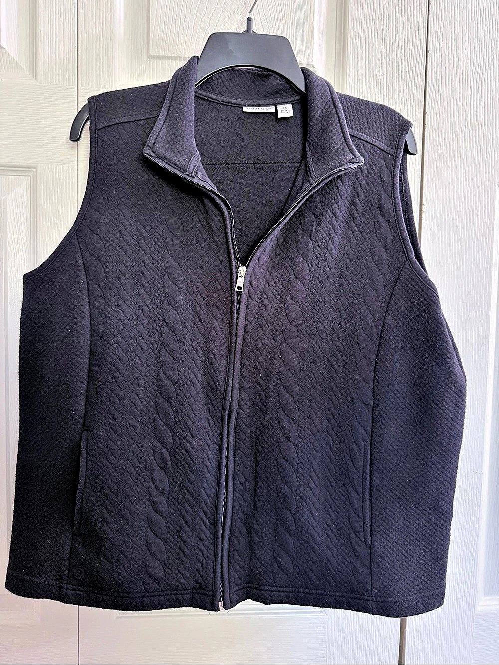 Croft & Barrow Cabled Mini Mock Neck Full Zip Vest Black 1X